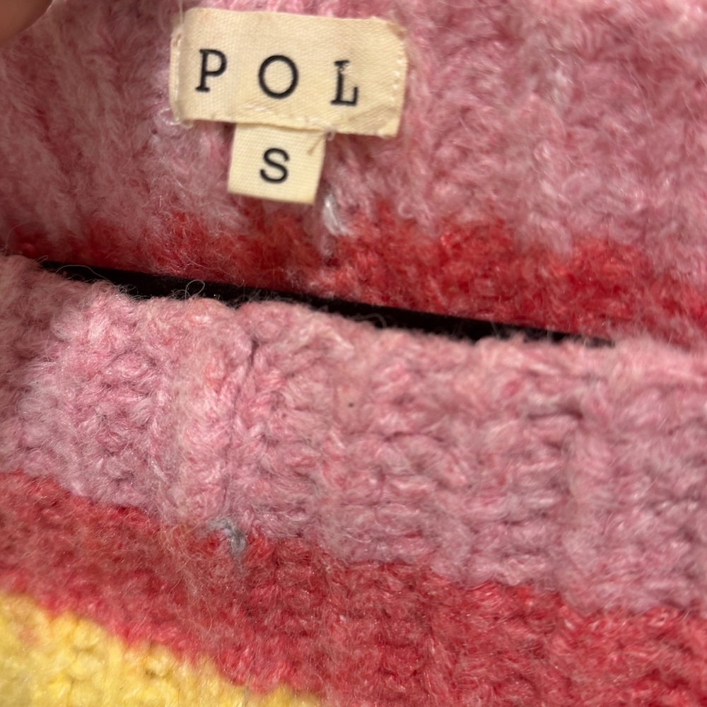POL Multicolor Rainbow Confetti Striped Women's Sweater - Small - Picture 5 of 6
